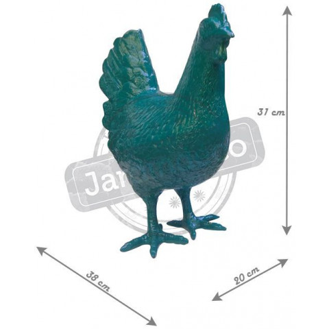 Poule de couleur en résine 38 cm