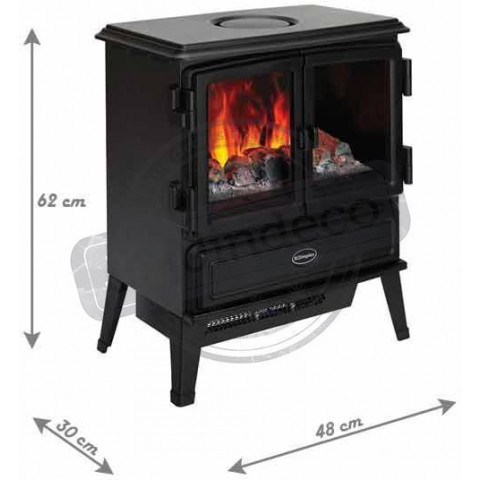 Poele électrique optimyst effet fumée stonebridge 1000 à 2000w