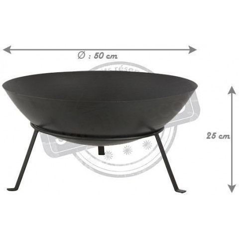 Brasero rond en métal sur pieds