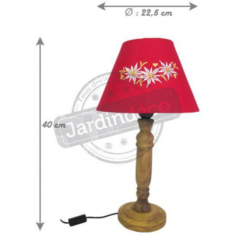 Lampe rouge en bois edelweiss