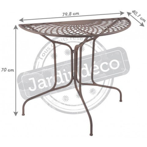 Table en métal demi-ronde