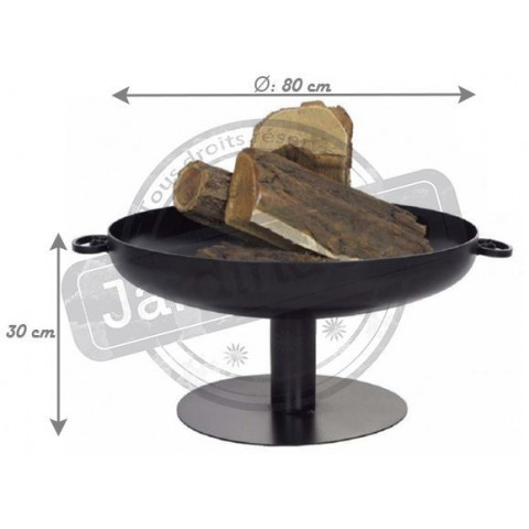 Brasero rond en acier peint sur pied design 80 cm
