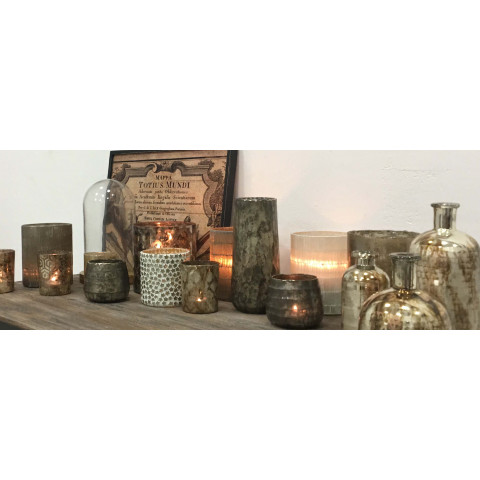 Photophore en verre antique à motifs (lot de 3)