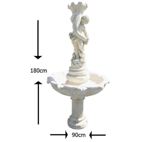 Fontaine avec enfant en pierre reconstituée