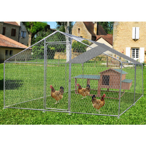 Enclos parc grillagé en acier galvanisé 6m2 pour 4-7 poules habrita foresta