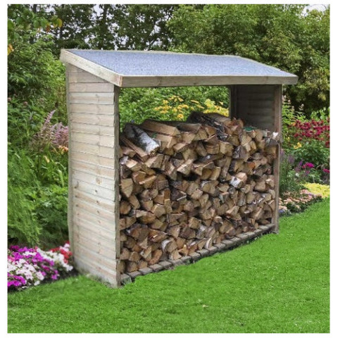 Abri range-bûches habrita foresta rb18869 mural autoclavé 2 stères 1,88x0,86/0,65x1,87/1,63m