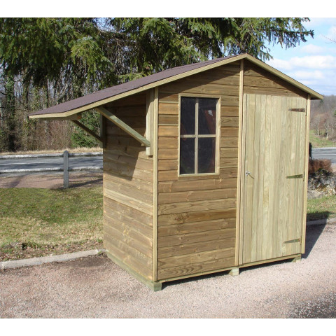 Abri de jardin avec abri bûches en pin brio 2