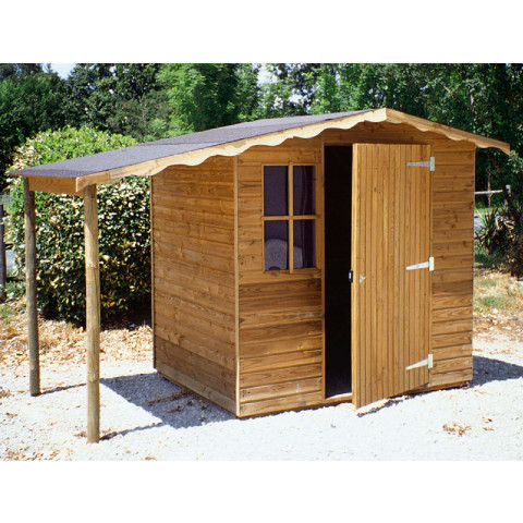 Abri de jardin en pin 3m² supra avec bûcher