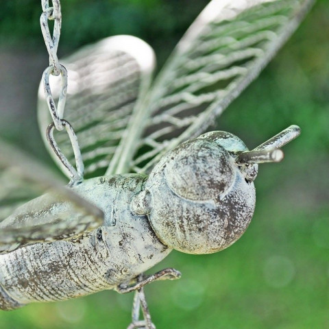 Cloche de jardin libellule blanc patiné