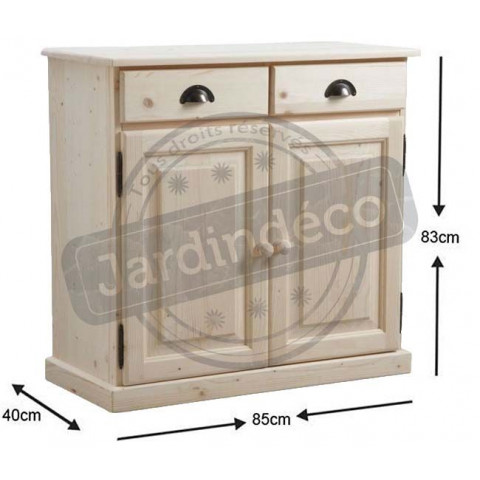 Buffet en bois brut 2 portes 2 tiroirs