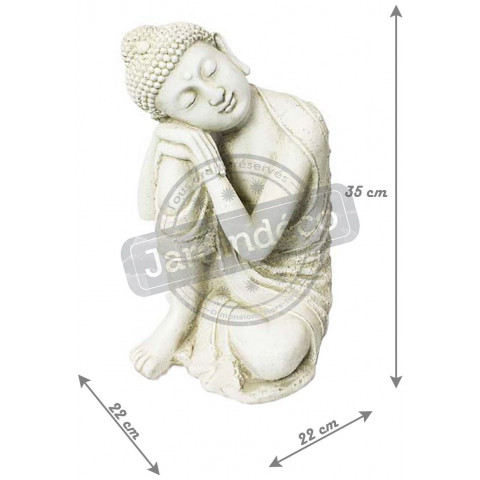 Statue hindou main sur genou en pierre reconstituée