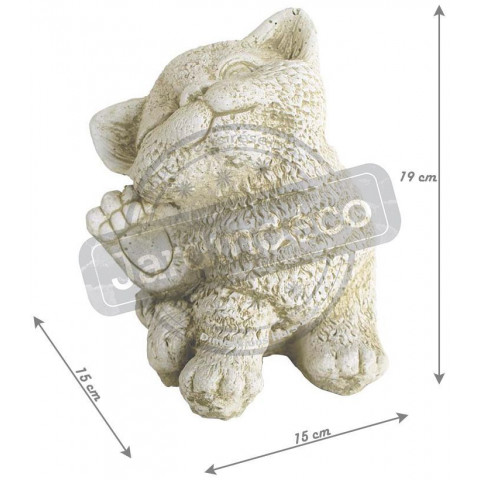 Statue chaton patte levée en pierre reconstituée