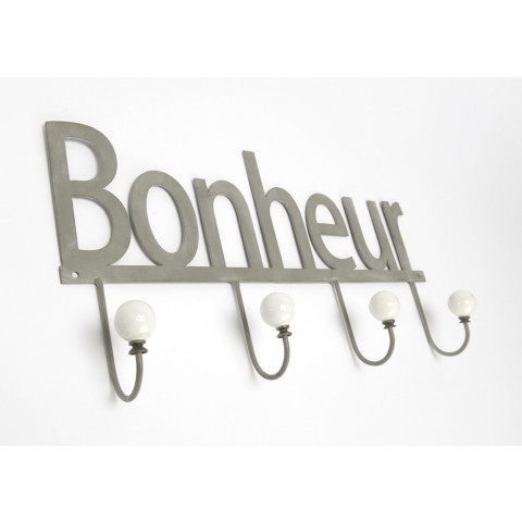 Patère métal et céramique bonheur