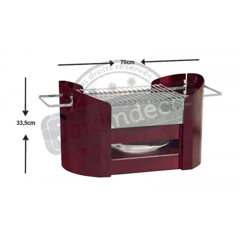 Barbecue portatif en acier galvanisé rouge foxy 70x36x33,5cm
