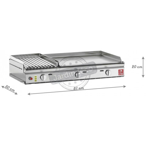 Plancha en inox double plaque clas 80 cm