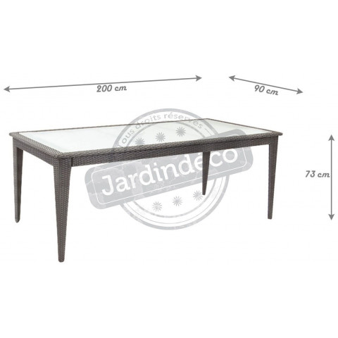 Table de jardin en polyrésine noire et verre