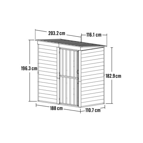 Abri métal habrita foresta spacemaker shed in box 2,35m2 toit 1 pente avec simple porte fermière