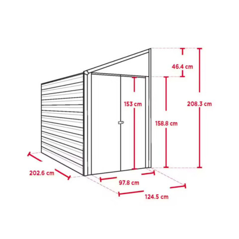 Abri métal habrita foresta arrow yardsaver 2,52m2 toit 1 pente ouverture latérale