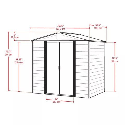 Abri métal habrita foresta arrow woodridge 2,92m2 imitation bois toit 2 pentes