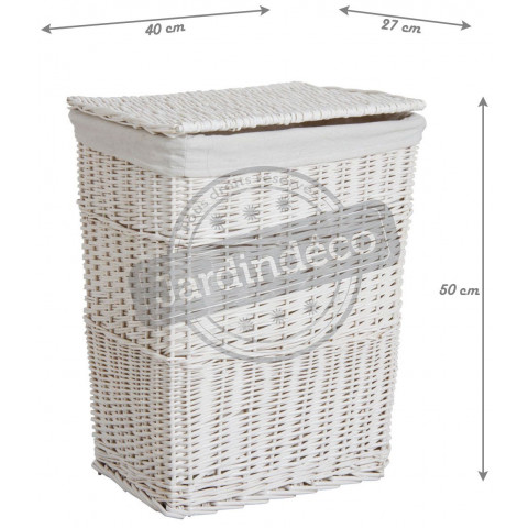 Panier à linge en osier laqué blanc