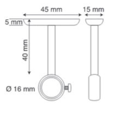Support tube chromé Ø 16 mm MANART avec vis - M792CR+V