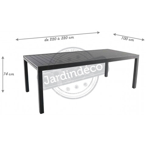 Table en aluminium avec allonge malaga