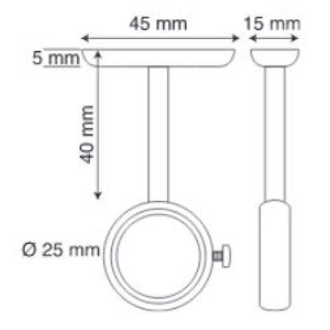 Support tube chromé Ø 25 mm MANART avec vis - M795CR+V
