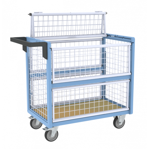 Chariot conteneur grillagé 250 kg - Avec ou sans toit et dimensions au choix