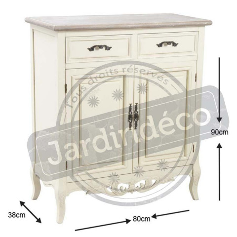 Buffet 2 portes 2 tiroirs en paulownia