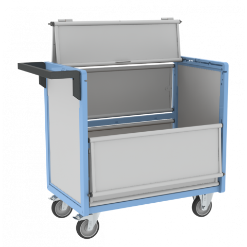Chariot conteneur PP alvéolaire 250 kg - Avec ou sans toit et dimensions au choix
