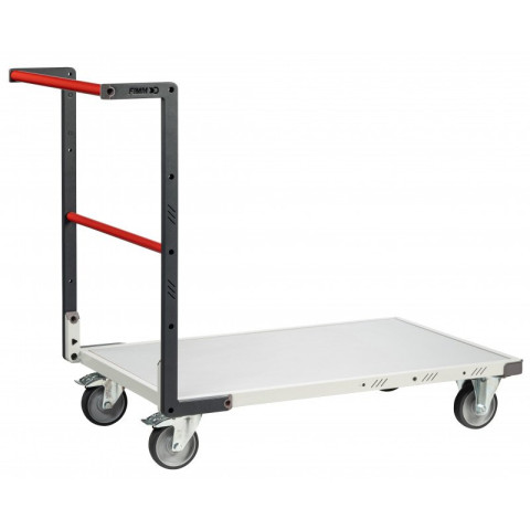 Chariot monté FLAT-PACK™ dossier fixe plateau mélaminé roues TPE 250 kg - Dimensions au choix