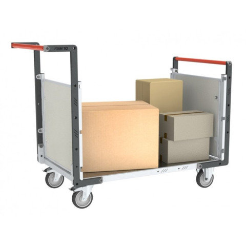 Chariot FLAT-PACK™ modulaire PP alvéolaire 2 dossiers plateau tôle galva 1000 x 600 mm 250 kg - 806724282