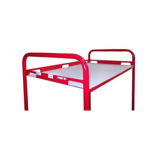 Desserte 2 plateaux tôle avec rebords ajourés, 850 x 500 mm, 200 kg