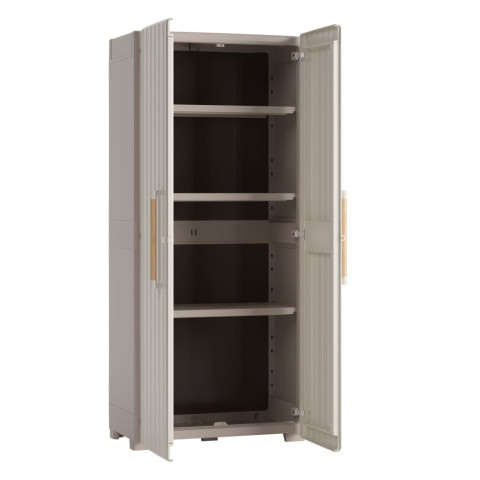 Armoire de rangement avec étagères groove beige et sable