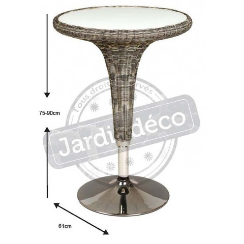 Table haute en métal et rotin synthétique