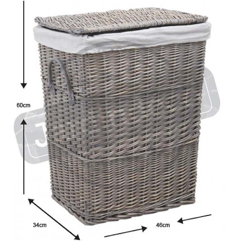 Corbeille à linge en osier avec doublure 100% coton