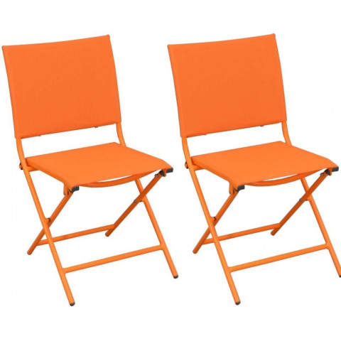 Chaise pliante textilène et acier (lot de 2) - Couleur au choix
