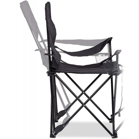 Chaise de camping pliante fauteuil pliable pêche repose-pieds noir 