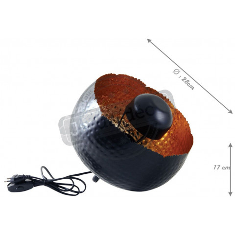 Lampe ronde à poser en métal noir avec intérieur doré