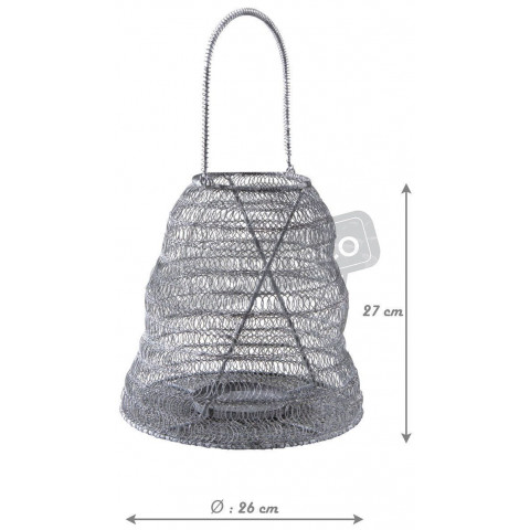 Photophore métal gris blanchi diamètre 26cm