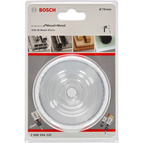 Scie trépan Bi-métal PROGRESSOR pour bois et métal - Diam. 79 mm - BOSCH - 2608594232