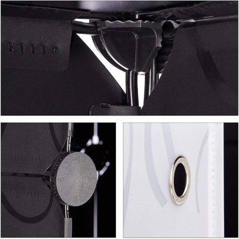 Étagère rangement 16 casiers portes modulable assemblage plug in bibliothèque plastique 127 cm noir 