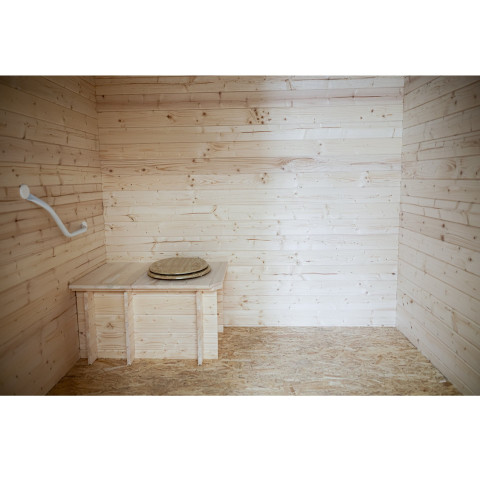 Abri toilette sèche habrita foresta alpina 2,21x3,04m avec plancher rampe d'accès et kit accessoires pour pmr