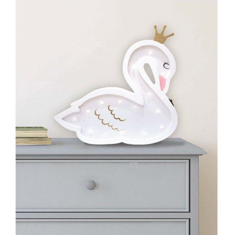 Cygne lumineux en bois 31 cm