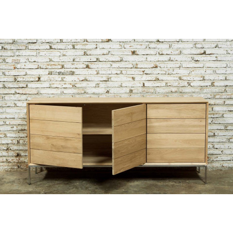 Buffet en chêne massif 2 portes 3 tiroirs kubico