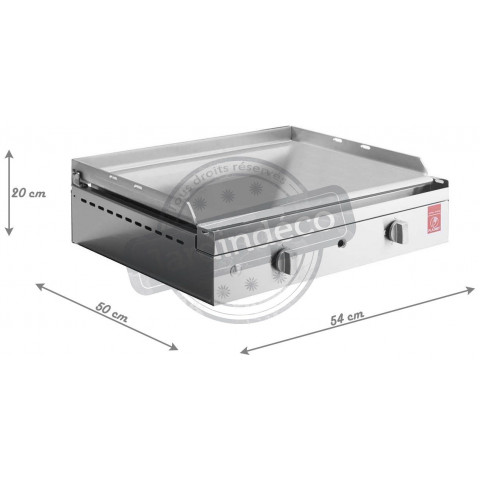 Plancha en inox lisse avec couvercle chef 55 cm