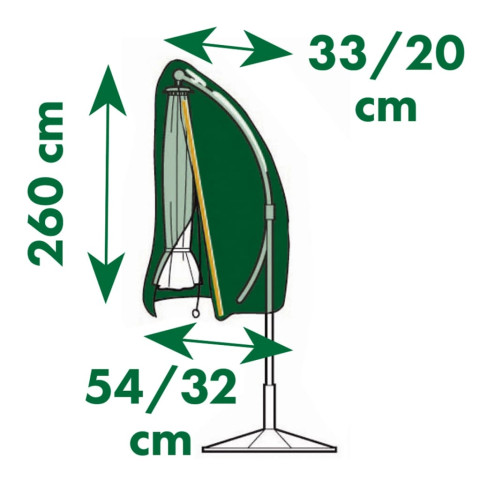 Housse de protection pour parasols inclinés 54/32x260 cm