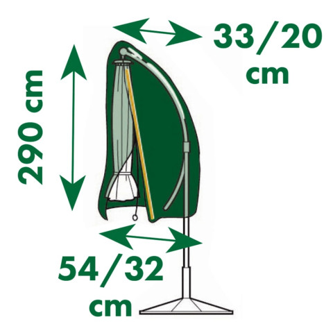 Housse de protection pour parasols inclinés 54/32x290 cm