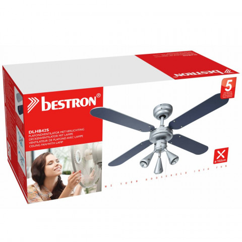 Bestron ventilateur de plafond gris argenté 102 cm 50 w dlhb42s