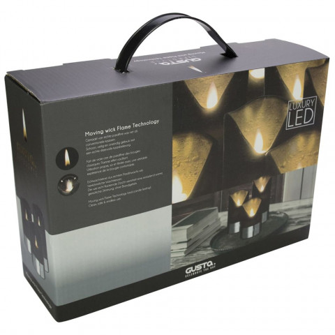 Gusta bougie led 3 pièces noir et argenté 04290380